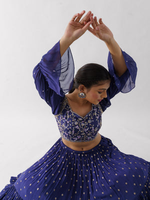 Purple Three Layered Lehenga Paired With Blouse And Dupatta image 1