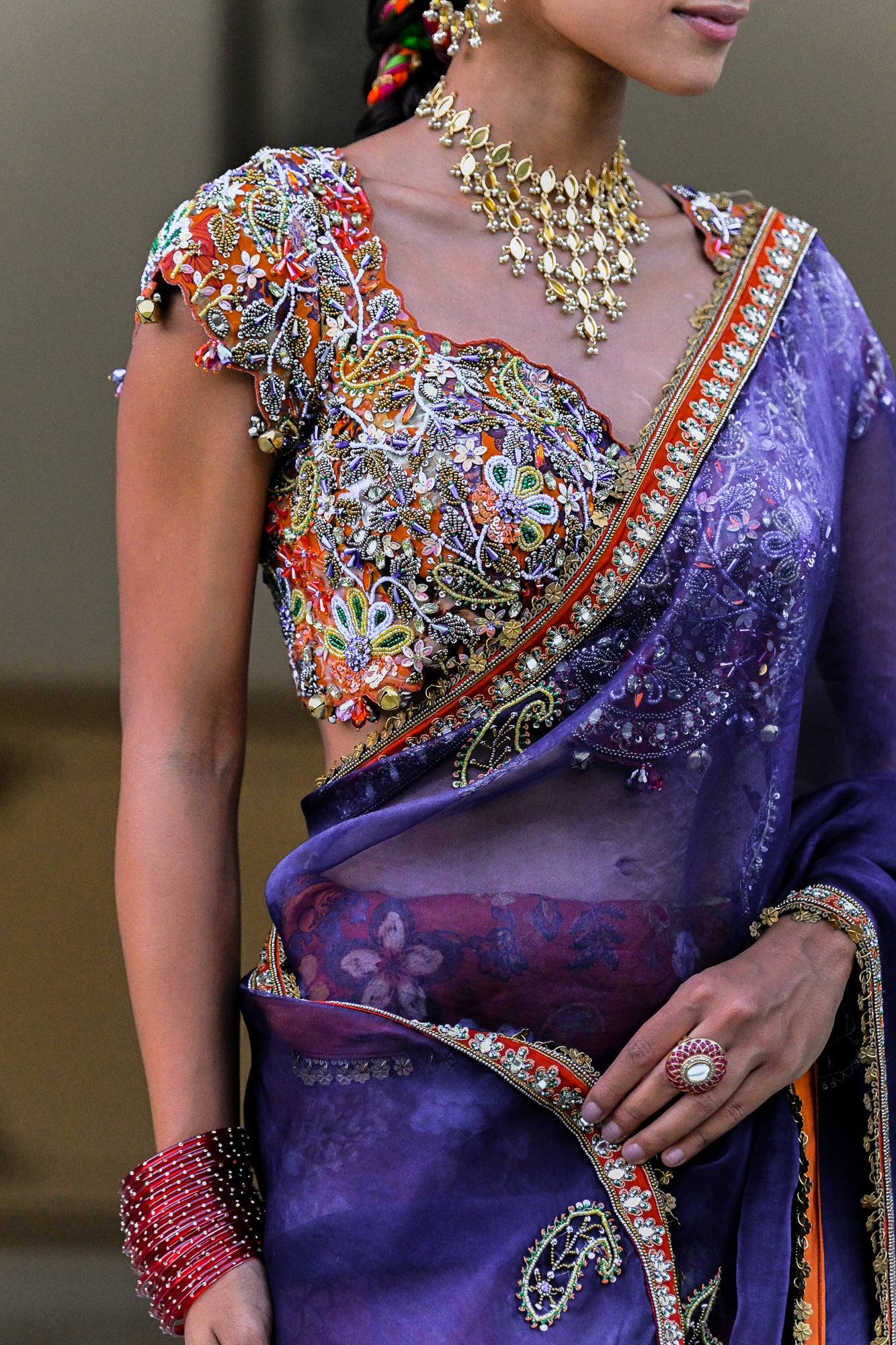 Amber Bloom Daman Saree and Blouse
