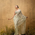Mint Green Pre-Stitched Hand Embroidered Georgette Saree Set