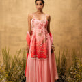 Pastel Pink Ombre Hand Embroidered Georgette Sharara Set