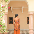 Amber Bloom Corset Highlight Kurta. Paired with Kali Pant and Dual Appliqué Organza Dupatta