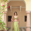 Olive Bloom Bralette Paired with Satin Cowl Skirt and Cape