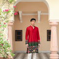 Scarlet Bloom Shaded Applique Embroidered Kurta Pant Set