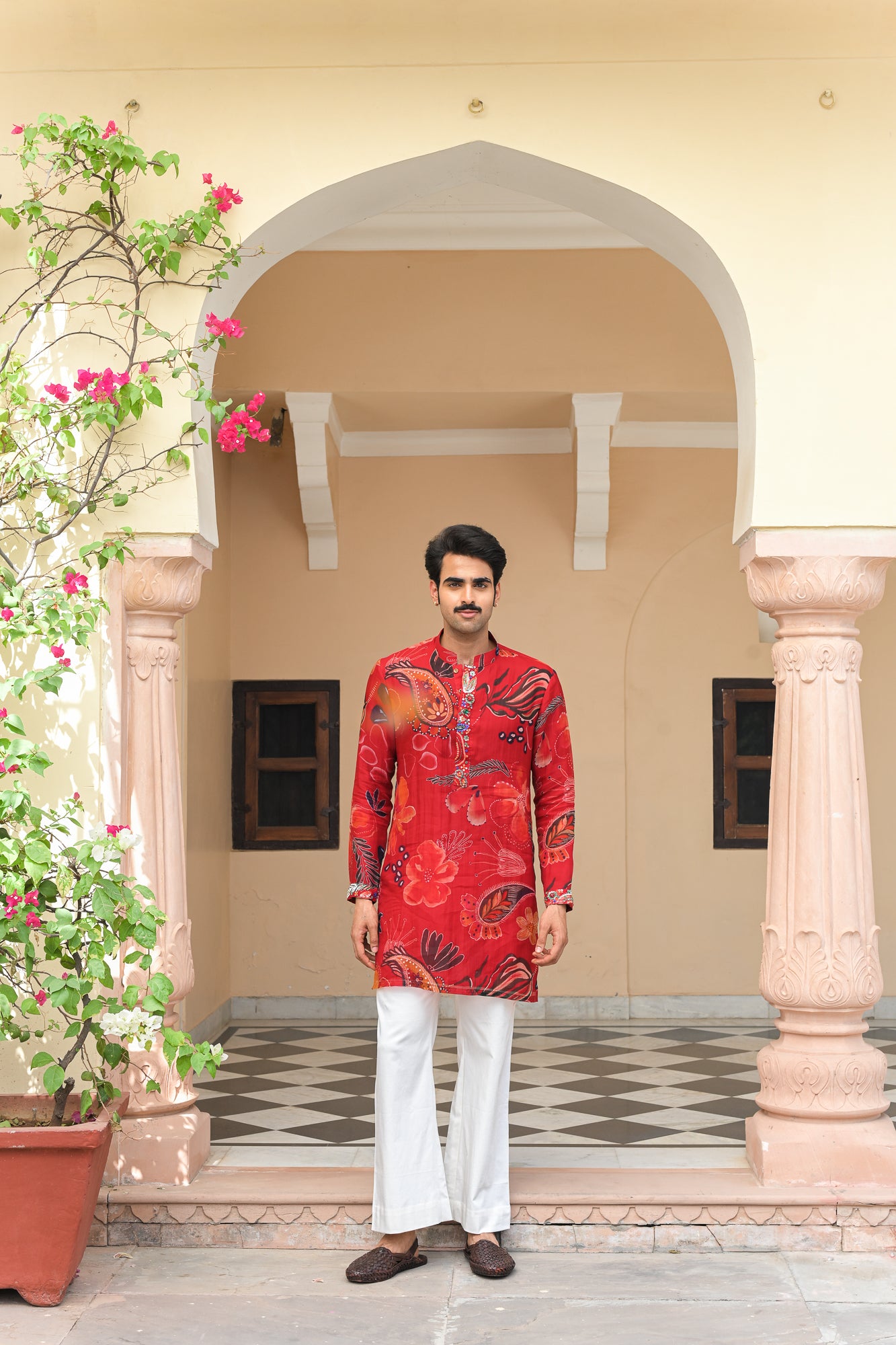 Scarlet Bloom Kurta Paired with Straight Pants