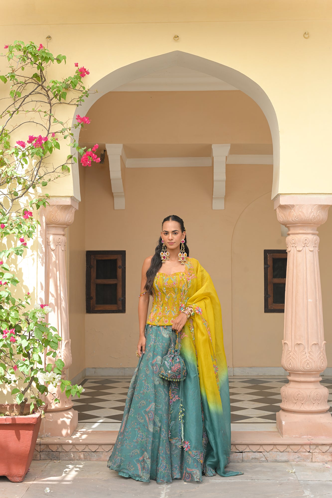 Iris Mist Printed Lehenga with Corset and Dupatta