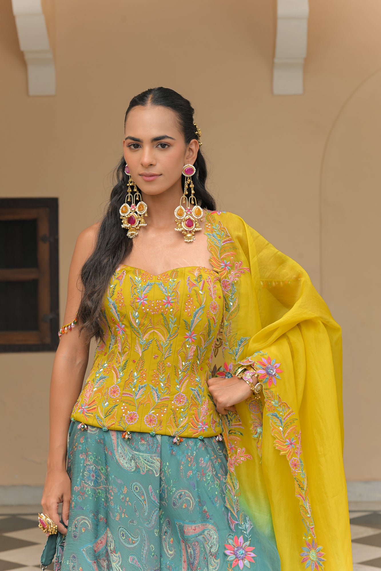 Iris Mist Printed Lehenga with Corset and Dupatta