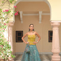 Iris Mist Printed Lehenga with Thread Work Highlight Corset
