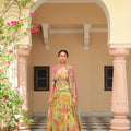 Olive Bloom Printed Lehenga with Corset and Cape