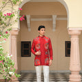 Scarlet Bloom Highlight Half Jacket Paired with Pintuck Kurta Pant Set