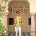 Olive Bloom Highlight Shacket with Satin Shirt Pant Set