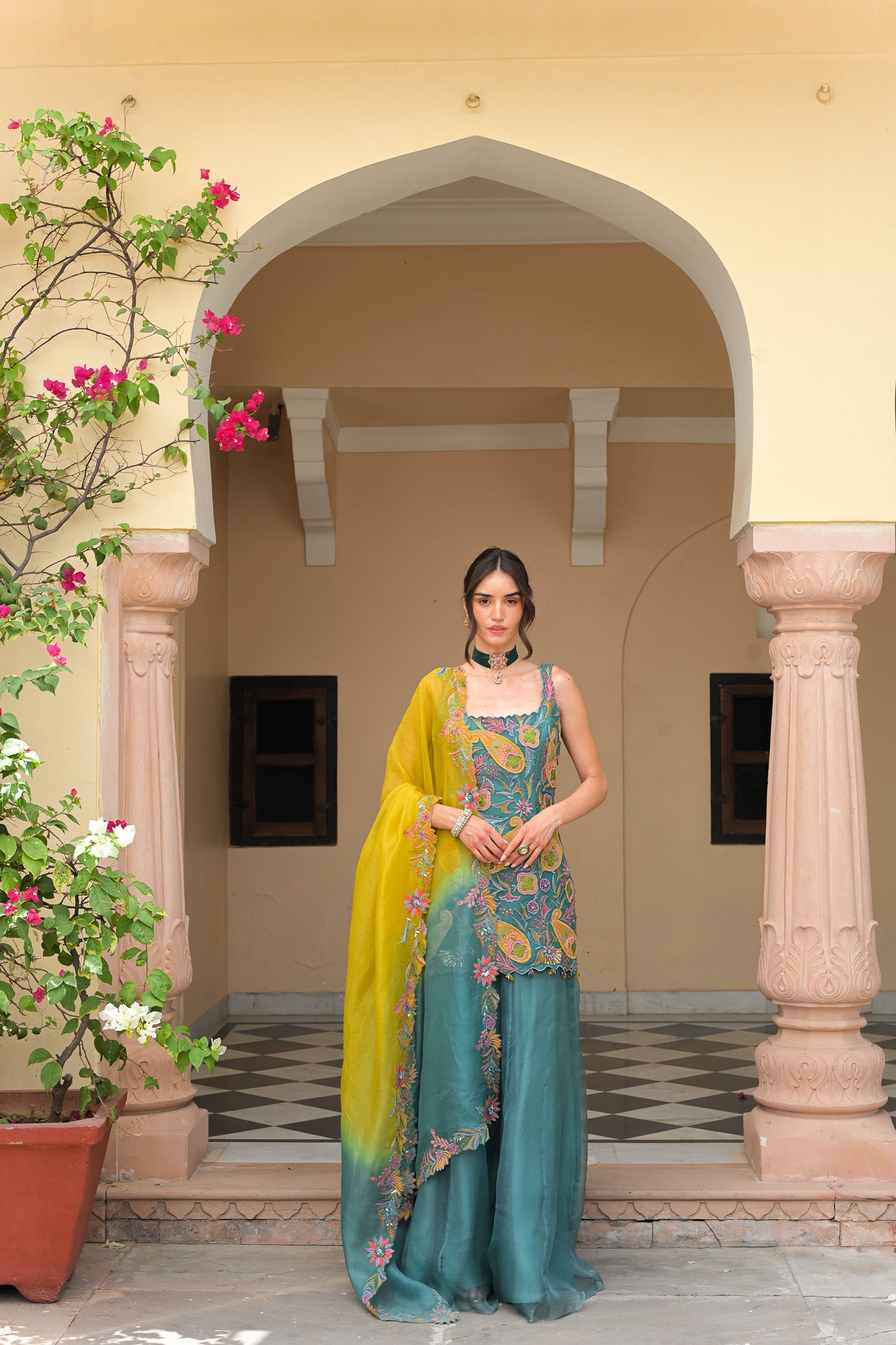 Iris Mist Kurta With Kali Pant and Dupatta