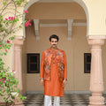 Amber Bloom Embroidered Bundi Kurta Paired with Straight Pant Set