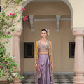 Purple Cowl Skirt with Violet Bloom Corset and Cape