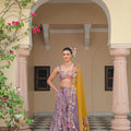 Violet Bloom Lehenga with Embroidered Blouse and Dupatta