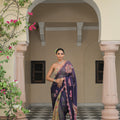 Dual Saree with Patch Palla and Olive Bloom Corset