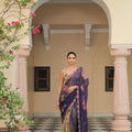 Dual Saree with Patch Palla and Olive Bloom Mirror Work Blouse