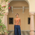 Amber Bloom Corset Paired With Cowl Skirt