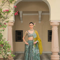 Iris Mist Lehenga Paired with Blouse and Thread Work Dupatta