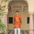 Amber Bloom Mirror Border Kurta Pant Set