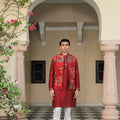 Scarlet Embroidered Bundi Kurta Pant Set