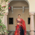 Scarlet Bloom Lehenga with Blouse and Dupatta