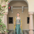Iris Corset Paired with Dhoti Skirt and Cape