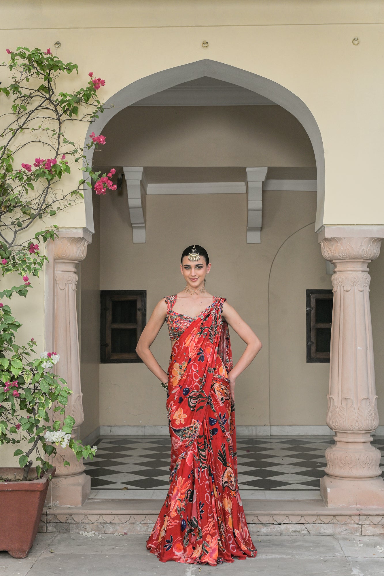 Scarlet Highlight Saree Paired with Blouse