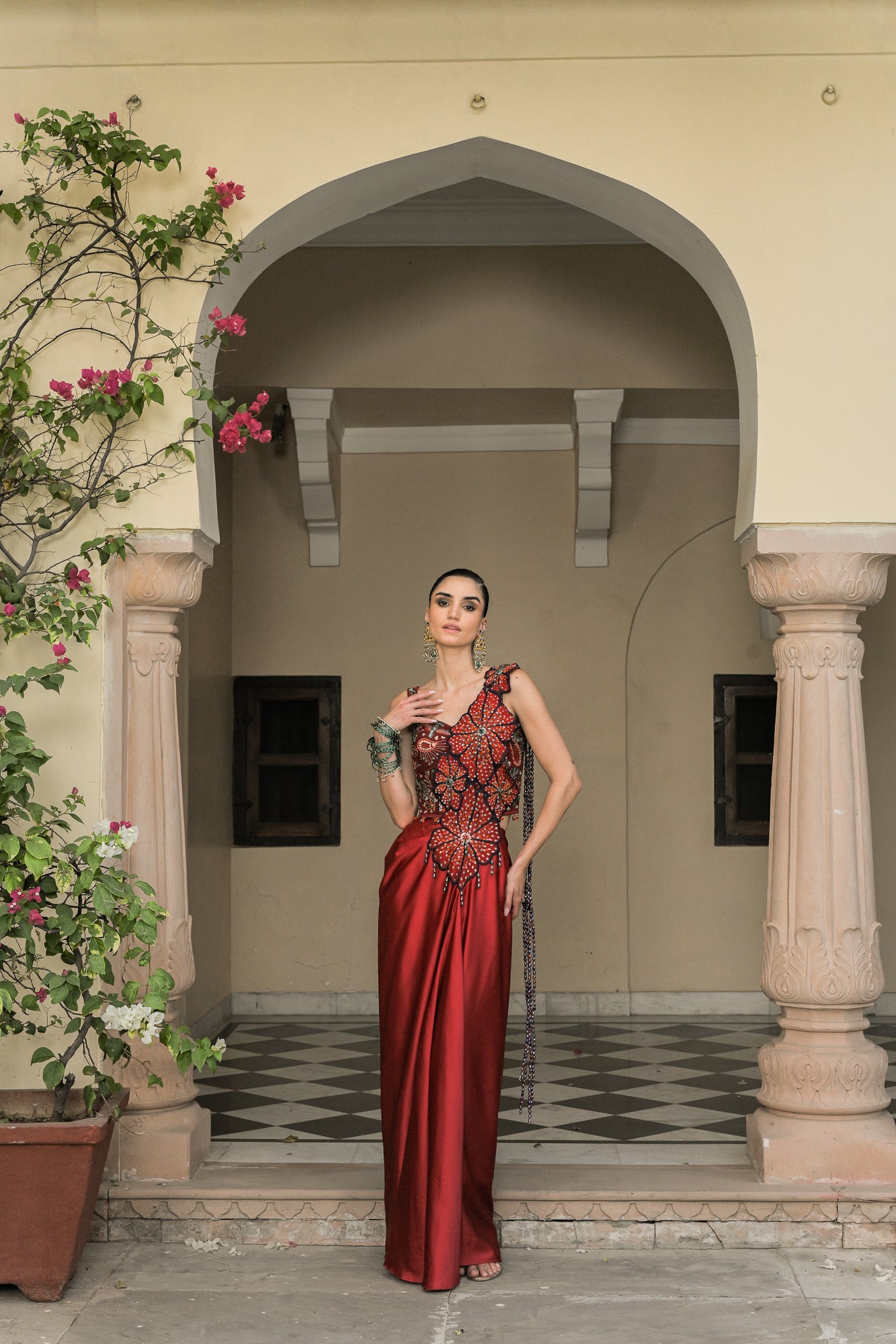 Scarlette Dhoti Saree with Corset Blouse