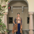 Amber Bloom Bralette Paired with Cowl Skirt and Cape