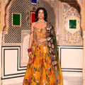Yellow Embroidered Corset with Highlighted Printed Lehenga and Dupatta