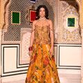 Yellow Highlighted Lehenga with Embroidered Coset