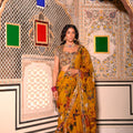 Embroidered Blouse with Highlighted Pre-Draped Yellow Saree