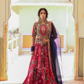 Pink Embroidered Tassle Blouse With Pink Floral Printed Lehenga