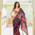 Dual Print Pre-stitched Saree With Embroidered Blouse