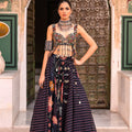 Dual Printed Lehenga With Embroidered Tassle Blouse