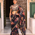 Pre-stitched Organza Saree With Highlighted Open Palla with Embroidered Blouse