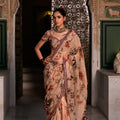 Ivory Pink Embroidered Blouse with Pre-Draped Saree