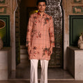 Ivory Pink Highlighted Kurta With Flair Beige Pant