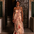 Ivory Pink Dual Printed Pre Drape Saree With Corset