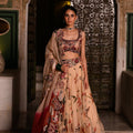Dual Shaded Dupatta with Embroidered Blouse and Ivory Pink Highlighted Lehenga
