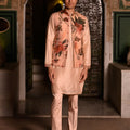Ivory Pink Highlighted Bundi,  Kurta and Straight Pant