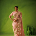 Pink Scallop Tissue Saree