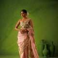 Baby Pink Mirror Work Saree Set