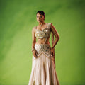 Baby Pink Mirror Work Saree Set