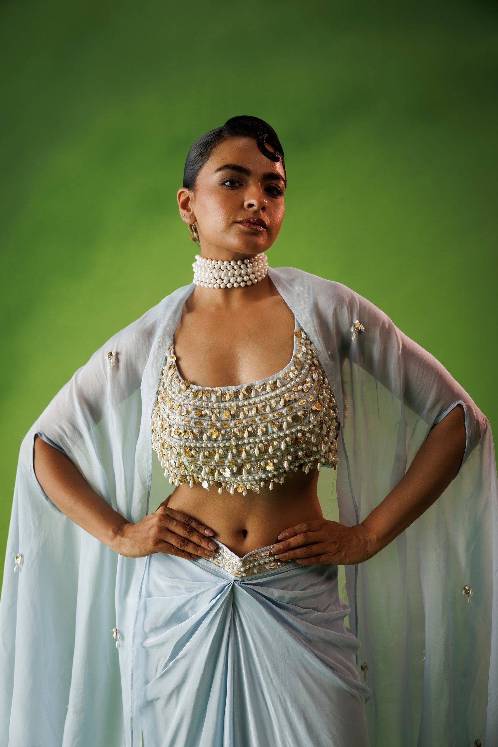 Powder Blue Drop Bliss Cape Set – East Boutique