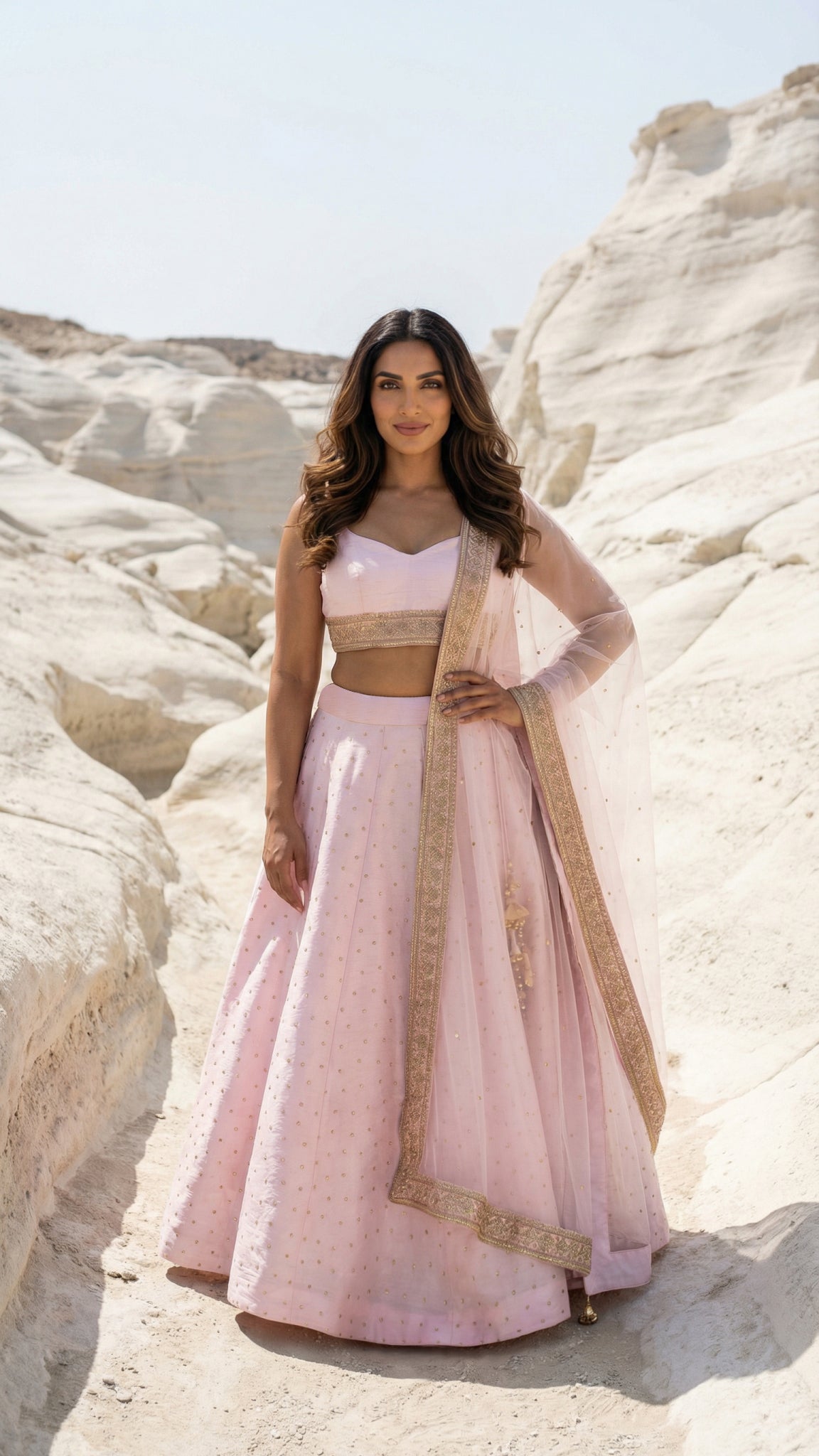 Pink Stonework Lehenga Set