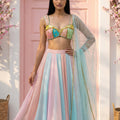 Multicolour Lehenga With Multicolour Cutdana Blouse Set