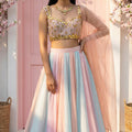 Multicolour Lehenga With Peach And Lilac Sequence Blouse Set