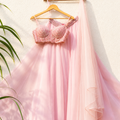 Baby Pink Pearl And Cutdana Blouse With Goergette Sharara