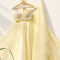 Butter Yellow Pearl And Cutdana Blouse With Goergette Sharara